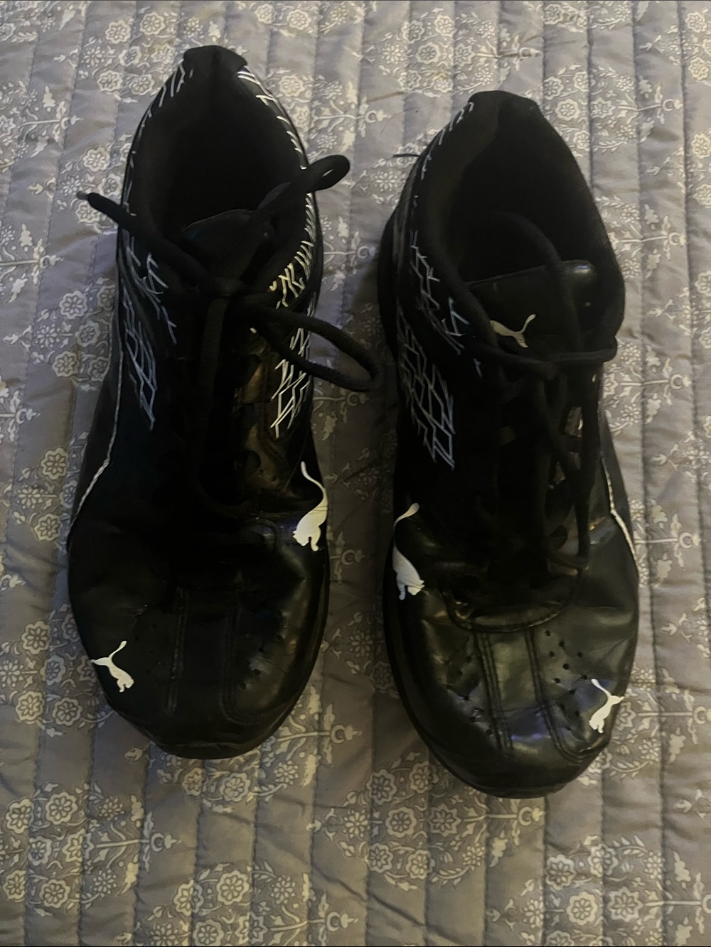 Puma Black Lace-Up Athletic Shoes with White Logos